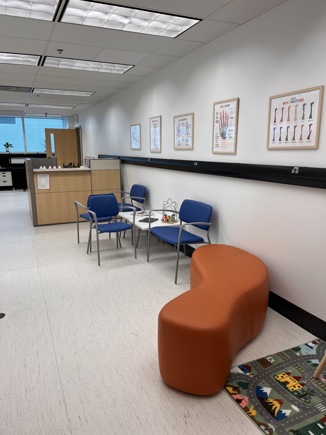 Welcoming seating area in the Pediatric Musculoskeletal Imaging Lab